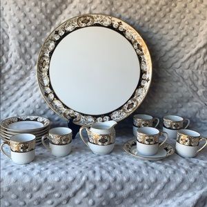 Noritake round tray, tea cups, saucer and creamer